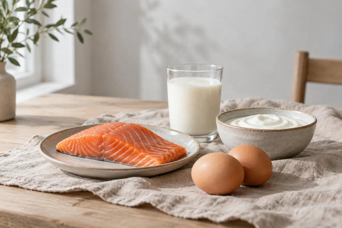 Lax, ägg, mjölk och yoghurt, livsmedel som innehåller vitamin B12